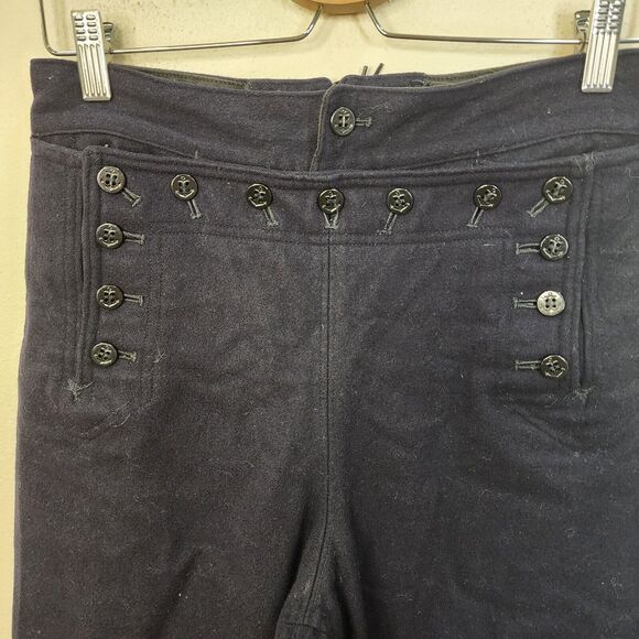 WWII Navy Sailor Pants 29x28 Seafarer Vintage Blue Wool Cracker Jack Button - Picture 2 of 11